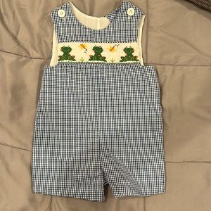 Boys smocked frog shortall